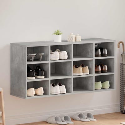 vidaXL - Schoenenkast - 103 - x - 30 - x - 51 - cm - Bewerkt - hout - Betongrijs
