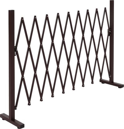 Aluminium afzethek MCW-K56, schaarhek veiligheidshek, uittrekbaar, 103x36-265x31cm, bruin
