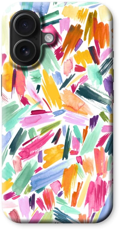 Case Company® - Hoesje geschikt voor iPhone 16 hoesje - Watercolor Brushstrokes - Tough Case - Maximale Bescherming alle Kanten en Schermrand