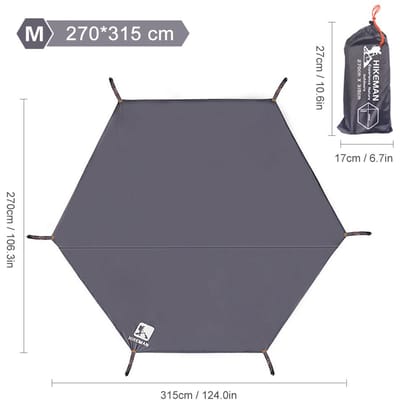 Bâche de Camping Imperméable Tapis de Pique-nique Épais Tapis de Plage Durable Tapis Hexagonal pour Tente Empreinte de Tente Multifonctionnelle Soleil