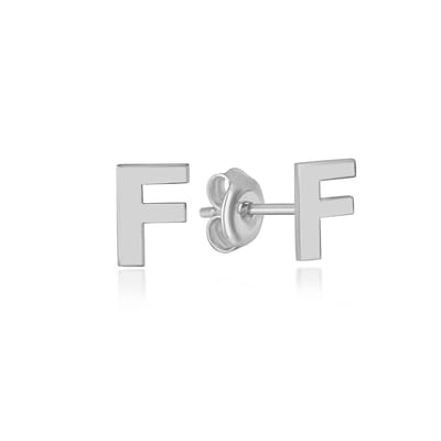 Letter F Initial Oorknoppen (zilvergehalte 925 Sterling) Oorknoppen Zilver Oorbel Trendy Minimalistisch Combi Bedel