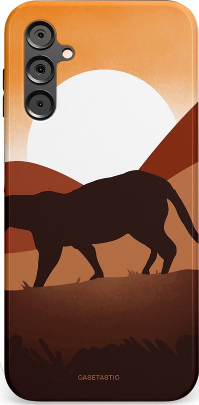 Casetastic Hoesje Geschikt voor Samsung A14 (5G/4G) - Stijlvolle Beschermende Duo-layer Case - Zonsondergang Safari