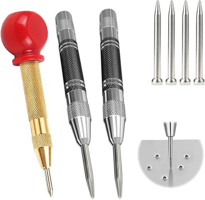 Automatische Centrumspons met 4 Reservepunten voor Zacht Metaal en Glas - 3 Stuks, Precisie Gereedschap voor Handige Klussen