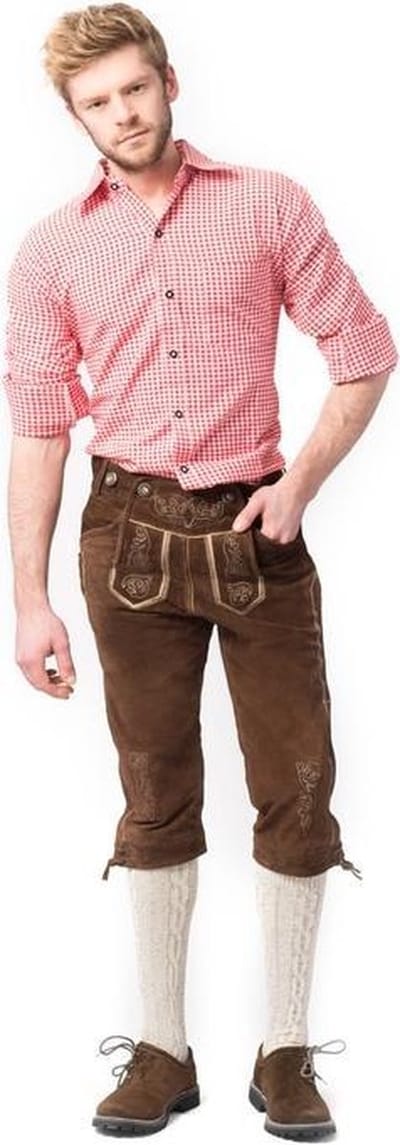 Tannhauser Lederhosen Rudi Lang 100% Echt Leder Heren Oktoberfest Heren Carnavalskleding Heren Lederhosen Man -Leer- Donkerbruin- XXL