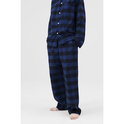 Tekla Unisex Flannel, Pyjamas Pants Blue Gingham Maat: XXS | Nachtmode Outlet | Unisex | Blauw
