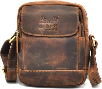 Hunters - schoudertas-crossbody - Buffelleer - Klein formaat - (bxhxd) ca. 16cm x 21cm x 6,5cm