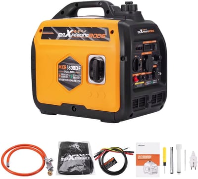 Inverter Generator 3500W - Benzine en LPG/Propaan - Dual Fuel - 3200W - 230V - Stille 4-Takt Generator met USB - Voor Camping, Camper en Noodstroom