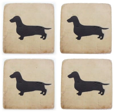 Onderzetters Honden – Zwart/Wit – Set van 4 – 10×10 cm – Praktisch & Stijlvol
