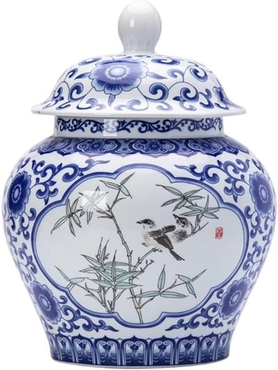 Retro Palace blauw en wit porselein algemene pot Wit porselein opslag losse thee voorraadpot keramische keukenpot Koffiedikopslag (Color : A-m)