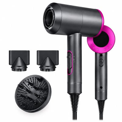 Haardroger - 2000 W/220 V - ionenfunctie en oververhittingsbeveiliging - 3 snelheden met warme en koude lucht - concentrator en diffuser