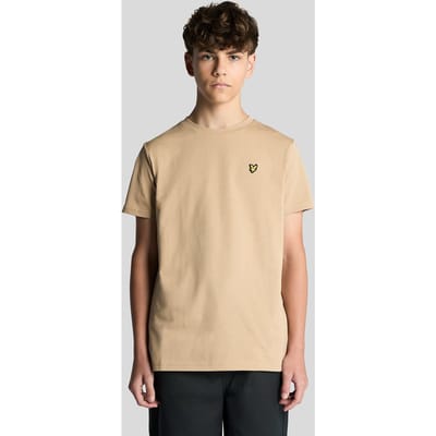 Lyle & Scott Plain T-shirt Polo's & T-shirts Jongens - Polo shirt - Zand - Maat 134/140