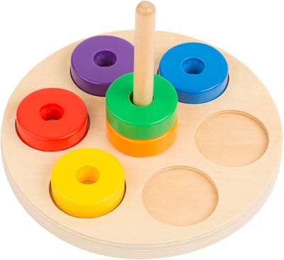 Educo Educatief speelgoed 'Stapel de ring' Fijne motoriek speelgoed - Sensorisch speelgoed 1 jaar - Spelend leren Motoriek - Ik leer - Houten speelgoed - Vanaf 11 maanden