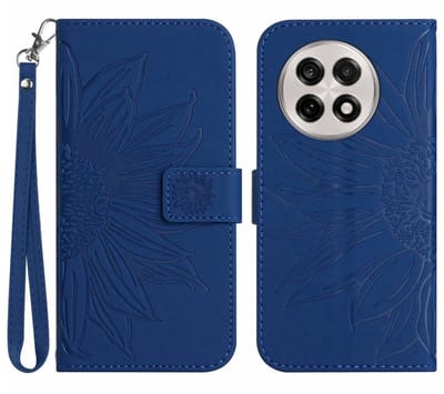 Coverup Hoesje - Geschikt voor OnePlus 13 Hoesje - Coverup Zonnebloem Book Case met Koord - Blauw