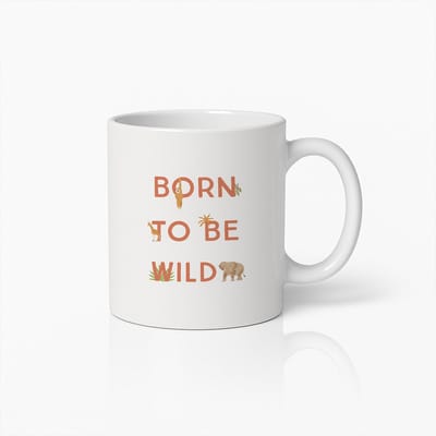 Born to Be Wild Mok 330ml – Schattige Safari Dieren Koffiebeker – Perfect Cadeau voor Kinderen, Natuurliefhebbers & Avonturiers