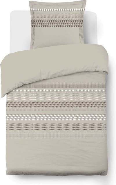 VISION Athony Dekbedovertrekset - 100% katoen: zacht en soepel - Eenpersoons - Dekbedovertrek 140 x 200 cm met 1 bijhorende sloop -Beige - Oekotex gecertificeerd