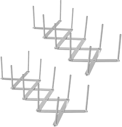 GELLDG 2 Stuks Panldekselhouder - Verstelbare Opbergorganizer - RVS Multifunctioneel Telescopisch Rek met Gescheiden Vakken voor Gemakkelijk Pakken - Geschikt voor Pannen, Potten en Deksels - 13x6cm