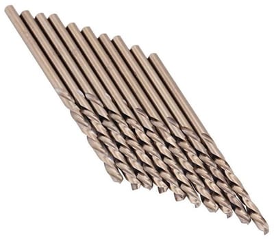 Set van 10 HSS-CO twistboorbits van 1 - 5 mm voor het boren in roestvrij staal en andere harde materialen