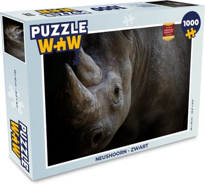 Puzzel Neushoorn - Zwart - Legpuzzel - Puzzel 1000 stukjes volwassenen