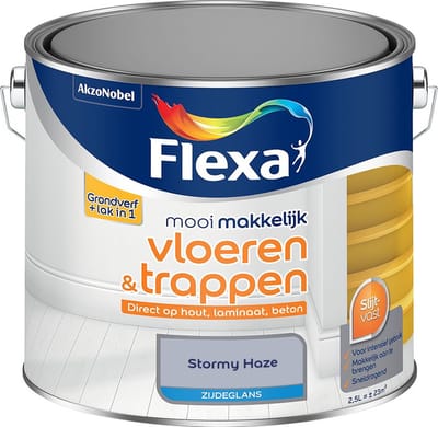 Flexa - Mooi Makkelijk Vloeren & Trappen Zijdeglans - Stormy Haze - Mengverf - 2,5 L