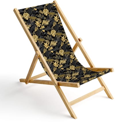FEROCITY - Opklapbare ligstoel - Houten - strandstoel met afneembare hoes - 120 x 58 x 45 cm - Birke - Palmen Gold