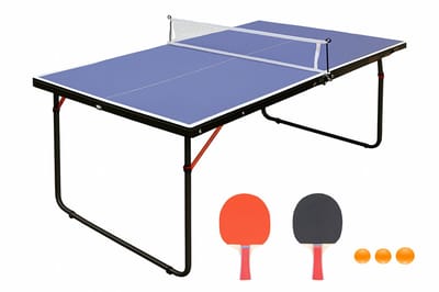 Tafel 137x76x66cm Draagbare Tafeltennistafel Blauw MDF Met 2 Tafeltennisbatjes En 3 BallenOpvouwbaar Lichtgewicht Makkelijk Opbergen Set Voor Binnen Buiten