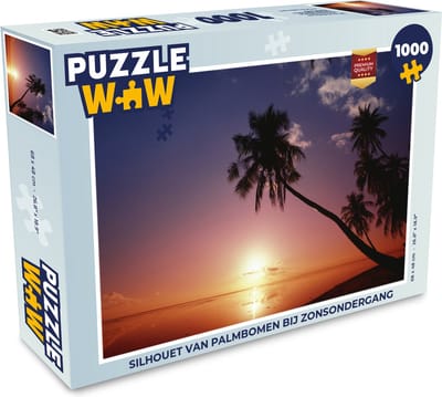 Puzzel Silhouet van palmbomen bij zonsondergang - Legpuzzel - Puzzel 1000 stukjes volwassenen