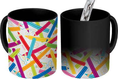 Magische Mok - Foto op Warmte Mokken - Koffiemok - Potlood - Patronen - Regenboog - Magic Mok - Beker - 350 ML - Theemok
