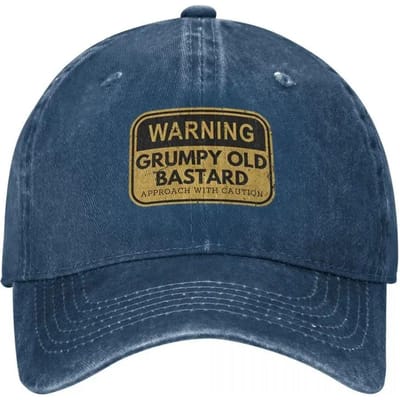 Waarschuwing Knorrige Oude Bastard Benader Mannen Vrouwen Baseballpetten Grappig Voorzichtigheid Verweerd Gewassen Buiten Verstelbare Pasvorm Snapback Pet Adjustable gray