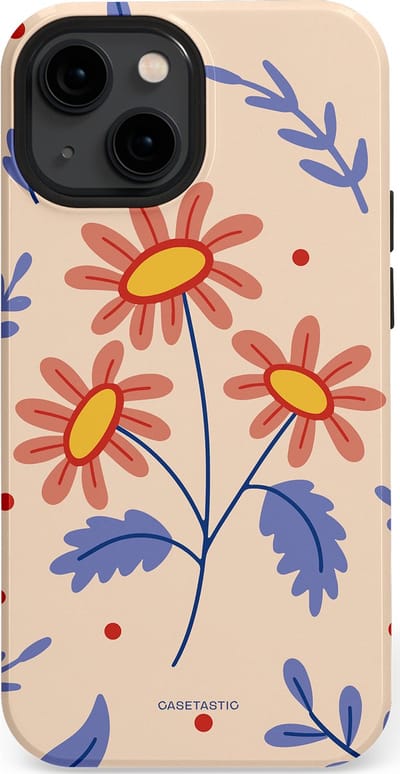 Casetastic hoesje geschikt voor Apple iPhone 13 mini - MagSafe - Dubbellaagse bescherming - Perzikbloem trio - Fashion Case - Lavendel Perzik Zand