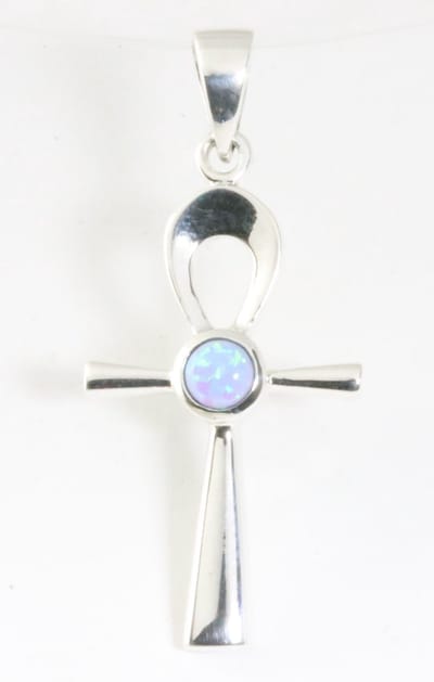Fijne zilveren ankh hanger met Australische opaal