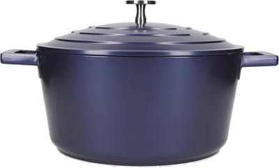 Lichtgewicht Braadpan met Deksel van Gegoten Aluminium voor Inductie en Oven - Metallic Blauw