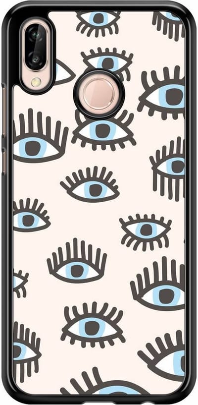 Casimoda® telefoonhoesje - Geschikt voor Huawei P20 Lite (2018) - Eyes On You - Zwart TPU hoesje - Backcover - Blauw - Geen opdruk