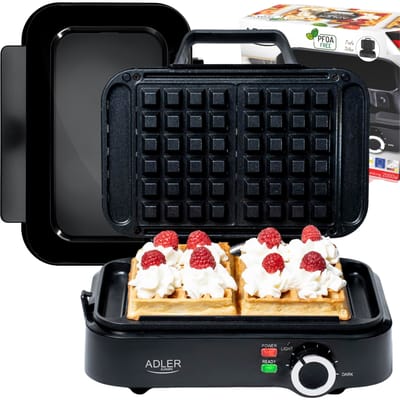 2000 W Wafelplant Vloeistof Temperatuurregeling Antiaanbakplaten Diep 2 Wafelplaten 2 Controlelampen