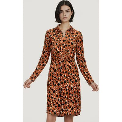 EsQualo Dress Wrap Leopard Skins Velours Print Größe: XS | Blusenkleider Outlet | Damen