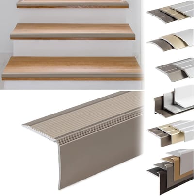 Zelfklevende/Voorgeboorde Hoekprofiel voor Traptreden Aluminium Champagne 100x3cm