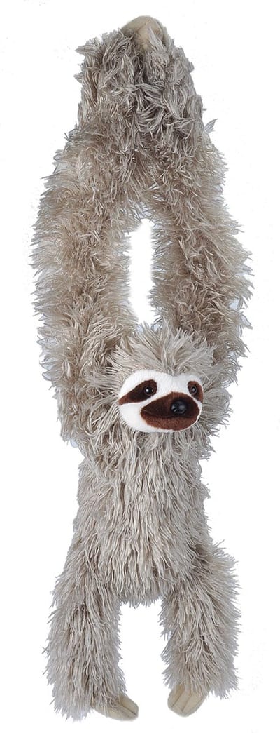 Wild Republic Pluche hangende luie luiaard knuffel - grijs - 40 cm - knuffeldieren - bosdieren