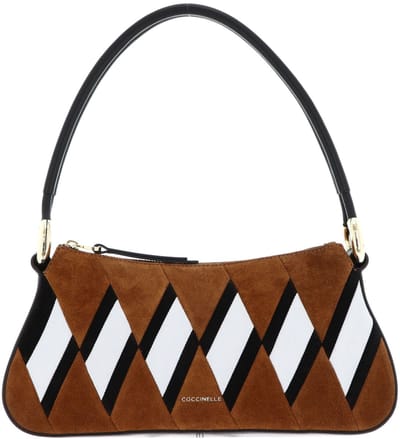 COCCINELLE Leren schoudertas Lisbet N.G.Patc Handbag Multi Cognac / Noir bruine