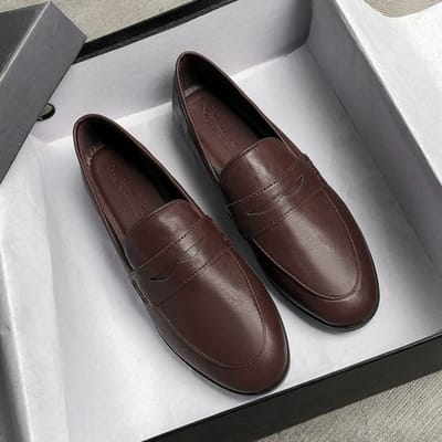 Mocassins plats en cuir souple pour femmes, chaussures de printemps décontractées, style rétro, tendance, pour la conduite et la marche 38 chocolat