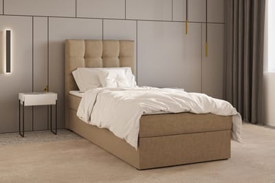 Boxspring Bed 05 - Luxe en Comfort - Inclusief Topmatras - Verkrijgbaar in Meerdere Maten - Boxspringbed 05 (Cappuccino - Hugo 23, 90x200 cm)