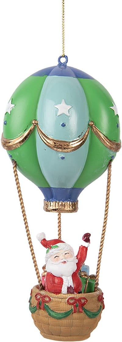 Clayre & Eef Kersthanger Luchtballon Ø 8x18 cm Groen Kunststof
