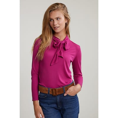 River Woods Magenta Roll Neck T-shirt With Bow Size: S | Long-Sleeved Tops Outlet | Dames | Roze