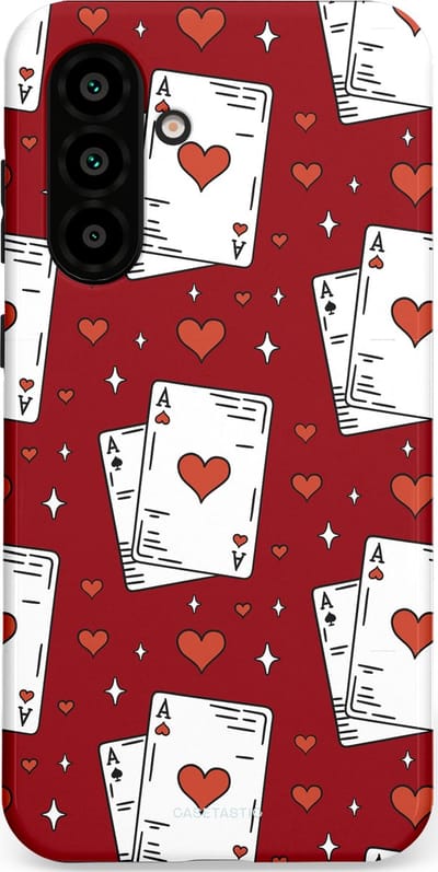 Casetastic hoesje geschikt voor Samsung Galaxy A36 / Samsung Galaxy A56 - Dubbellaagse bescherming - Kaarten Aas - Fashion Case - Bordeaux Wit Zilver