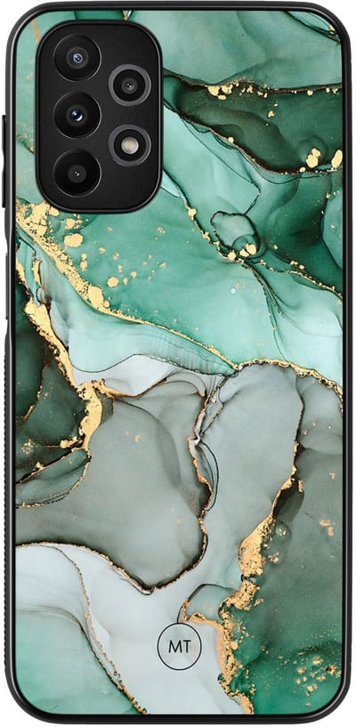 Hoesje geschikt voor Samsung Galaxy A13 4G - Marble Design - TPU Hard Case Backcover - Grijs, Groen - Mooie Telefoonhoesjes
