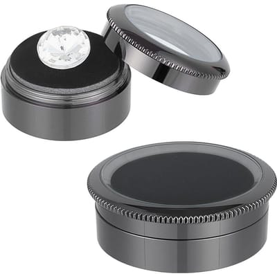 Dailygoods- Edelsteen Displaybox 2 Stuks - Vitrinekast voor Sieraden - Transparante Dozen - Cilindrisch - Gunmetal - Perfect voor Kristallen - Sieradendoos