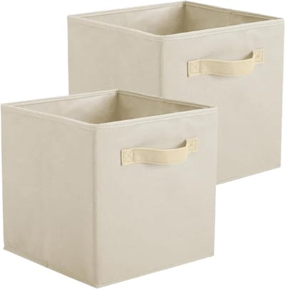 Opvouwbare Opbergdozen Set van 2, Beige Textiel Opbergboxen voor Organisatie en Opslag