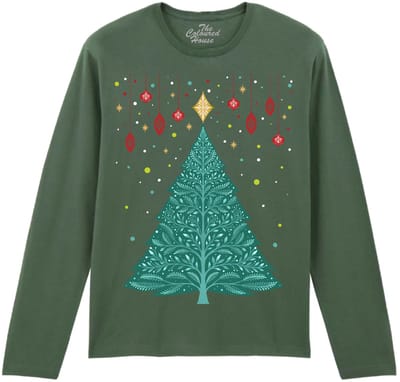 Kerstboom Christmas Night Vintage Tree The Coloured House Longsleeve T-shirt XXL