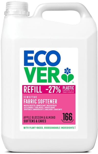 Ecover Wasverzachter - Grootverpakking 5 L - 166 wasbeurten - Plantaardig & Biologisch afbreekbaar - Appelbloesem & Amandel geur