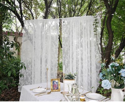 Unyqoos ® Geraffineerde Witte Kanten Gordijnen met Geborduurde Bloemen voor Elegante Raamdecoratie, Set van 2, 150 x 200 cm