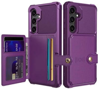 Portemonnee Hoesje Geschikt voor Samsung Galaxy S24 Plus - Back Cover met Pasjeshouder - Telefoonhoesje voor Pinpas - Kaarthouder op Achterkant - Case met Magneet Paars