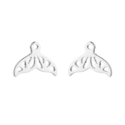 Fako Bijoux® - Oorbellen - Steker - RVS - Stainless Steel - Dolfijn Staart - Zilverkleurig